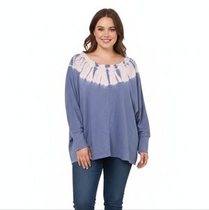 J.Jill Womens Size 2x‎ Sweatshirt Dolman Sleeve Comfy Athletic Blue And White